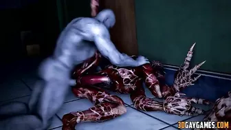 Hentai gay zombie sex scene with a 3D animation style and an intense atmosphere.