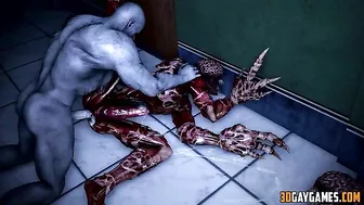 Hentai gay zombie sex scene with a 3D animation style and an intense atmosphere.