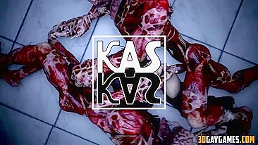 Hentai gay zombie sex scene with a 3D animation style and an intense atmosphere.