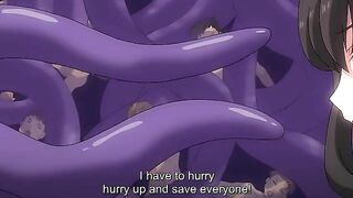 A petite schoolgirl is sexually pleasured by a futanari and tentacles in an erotic hentai scene.