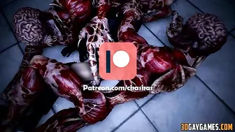 Sexy extraterrestrial men engage in intense anal sex and oral stimulation on a hentai website.