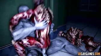 Sexy extraterrestrial men engage in intense anal sex and oral stimulation on a hentai website.