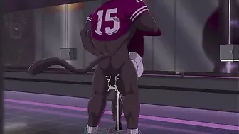 Hentai gay twink Dugan gets bred by muscular jock Ubzerd in a steamy bathroom.