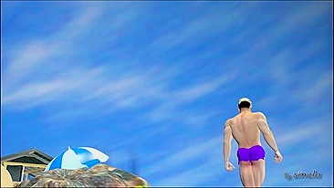 Hentai sex adventure with big interracial partners on a beach.