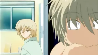 Gay hentai featuring a bound twink getting fucked.