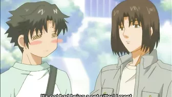 Gay hentai featuring a bound twink getting fucked.