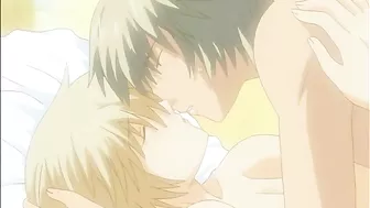 Gay hentai featuring a bound twink getting fucked.