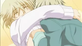 Gay hentai featuring a bound twink getting fucked.