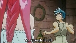 Hentai video - Futanari threesome with a hero licking a queen's pussy.