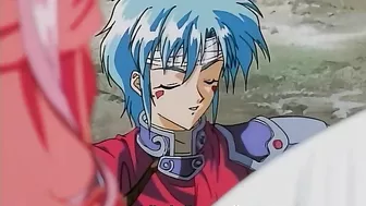 Hentai video - Futanari threesome with a hero licking a queen's pussy.