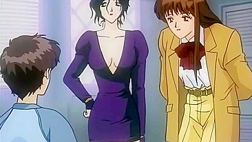 Hentai video - Futanari threesome with a hero licking a queen's pussy.