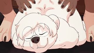 Hentai gay dogman fucks a cartoon polar bear's ass.