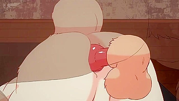Hentai gay dogman fucks a cartoon polar bear's ass.
