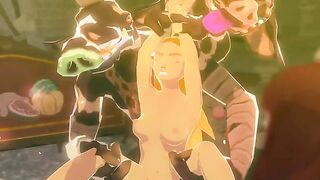 Zelda was brutally attacked and raped by fierce Bokoblin monsters in a hentai-style porn video.