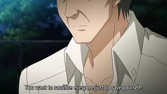 Revengeful demon father tied up and punished with a threesome fuck on hentai porn.