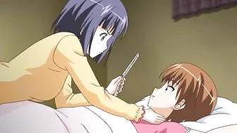 Revengeful demon father tied up and punished with a threesome fuck on hentai porn.