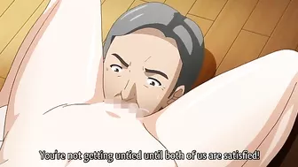 Revengeful demon father tied up and punished with a threesome fuck on hentai porn.