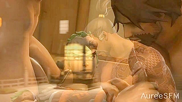 Hanzo, McCree, and Genji engage in a steamy threesome. #hentaiporn #overwatchgay