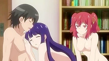 Sexy teens engage in wild threesome and get knocked up on hentai site.