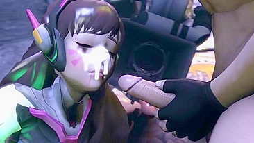 D.va from Overwatch gets brutally gangbanged by Roadhog and his friends in a hentai animation.