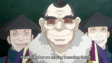 Female ninjas get gangbanged by ogres while tied up in a hentai scene.