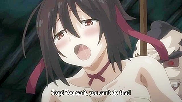 Female ninjas get gangbanged by ogres while tied up in a hentai scene.