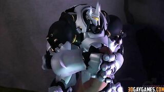 Hentai video featuring interracial sex between humans and Overwatch gay characters in a compilation.