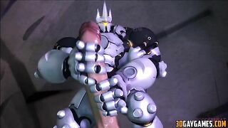 Hentai video featuring interracial sex between humans and Overwatch gay characters in a compilation.