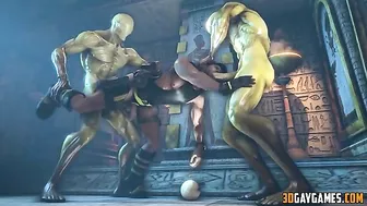 Hentai video featuring interracial sex between humans and Overwatch gay characters in a compilation.