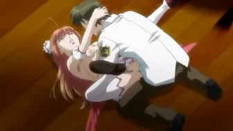 Hentai sex scene with a schoolgirl and two hot anime babes on the beach.