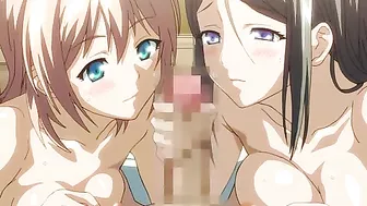 Hentai threesome featuring petite teens on last day of summer.