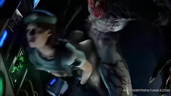 Resident Evil babes experience triple-penetration from undead creatures in a 3D hentai animation.