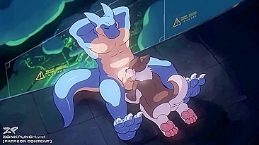 Hentai gay dragon and cartoon dog sex in space.