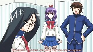 A quiet schoolgirl and her hentai-loving friend engage in a kinky threesome.