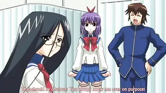 A quiet schoolgirl and her hentai-loving friend engage in a kinky threesome.
