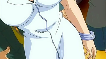 Red-haired hottie with big boobs gets brutally gangbanged on a crowded train.