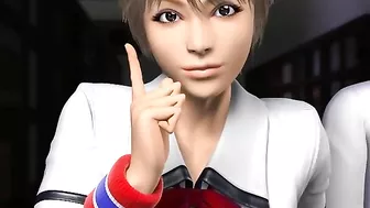 Sexy vampire and kung fu girl engage in a steamy threesome with a schoolgirl in a classroom.