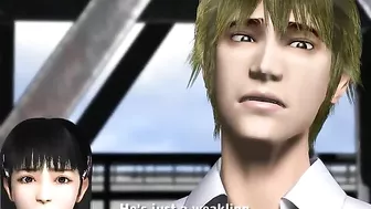 Sexy vampire and kung fu girl engage in a steamy threesome with a schoolgirl in a classroom.