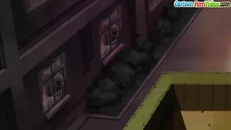 Hentai schoolgirl teases with panty-on-head blowjob.