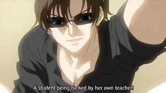 Newly blackmailed blonde teen bound and gang-raped in hentai video.