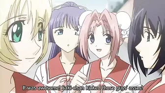 Newly blackmailed blonde teen bound and gang-raped in hentai video.