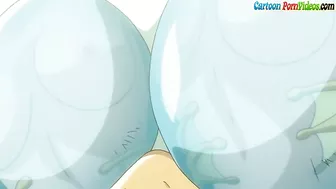 Busty blonde gets gangbanged by ducks with boners in hentai sex.