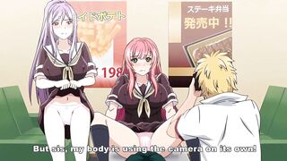 Abandoned schoolgirls caught stealing at a sex shop are forced by the manager to perform hardcore hentai acts.