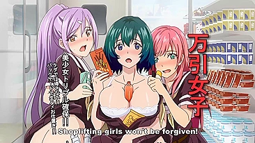 Abandoned schoolgirls caught stealing at a sex shop are forced by the manager to perform hardcore hentai acts.