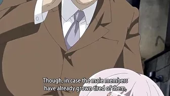 Hentai video featuring busty lesbians with double dildos and a hot bathroom scene.