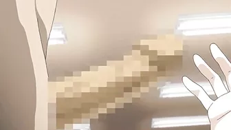 Hentai video featuring busty lesbians with double dildos and a hot bathroom scene.