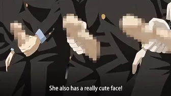 Hentai video featuring busty lesbians with double dildos and a hot bathroom scene.