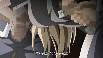 Hentai video featuring busty lesbians with double dildos and a hot bathroom scene.