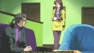 Busty anime nurse gets gangbanged by a group of men while her dead boyfriend lies on the floor.