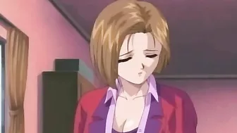 Busty anime nurse gets gangbanged by a group of men while her dead boyfriend lies on the floor.